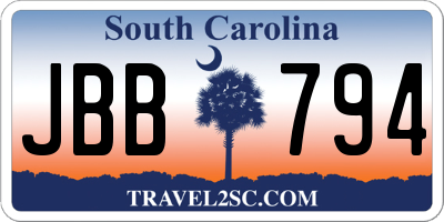 SC license plate JBB794