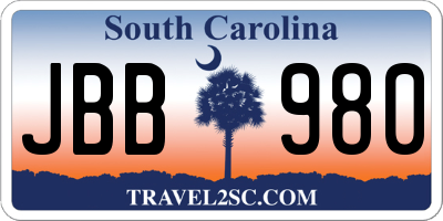SC license plate JBB980