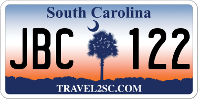 SC license plate JBC122