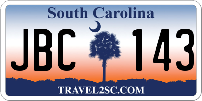 SC license plate JBC143