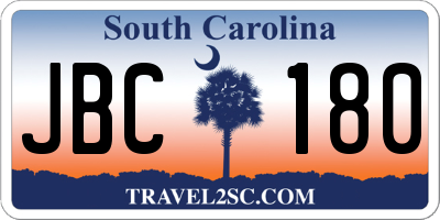 SC license plate JBC180