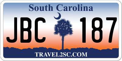 SC license plate JBC187