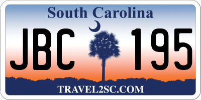 SC license plate JBC195