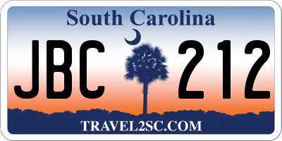 SC license plate JBC212