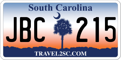 SC license plate JBC215