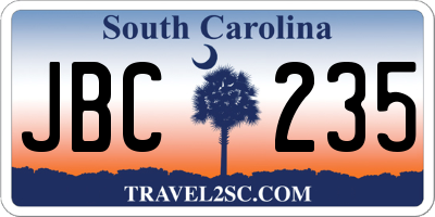 SC license plate JBC235