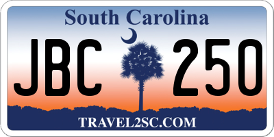 SC license plate JBC250