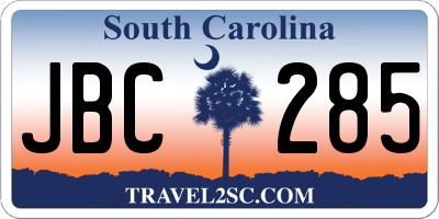 SC license plate JBC285