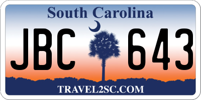 SC license plate JBC643