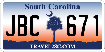SC license plate JBC671