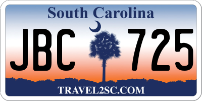 SC license plate JBC725