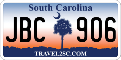 SC license plate JBC906