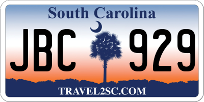 SC license plate JBC929