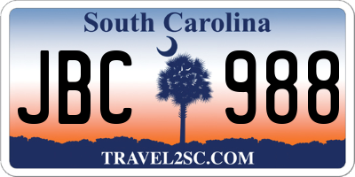 SC license plate JBC988