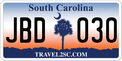 SC license plate JBD030