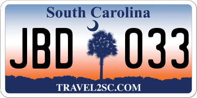SC license plate JBD033
