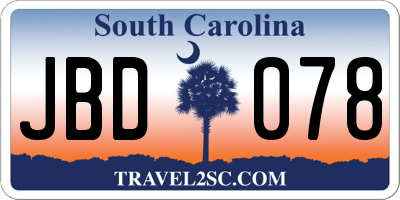 SC license plate JBD078