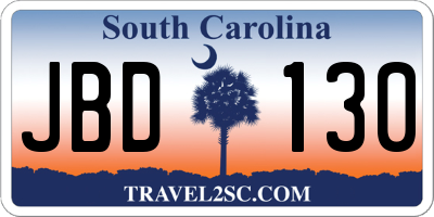 SC license plate JBD130