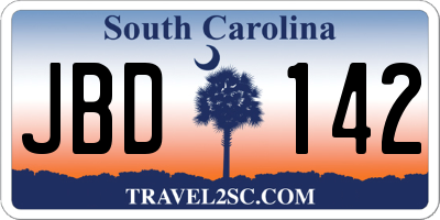 SC license plate JBD142