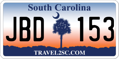 SC license plate JBD153