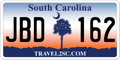 SC license plate JBD162