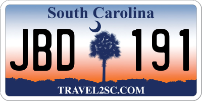 SC license plate JBD191