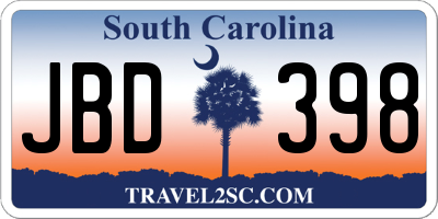 SC license plate JBD398