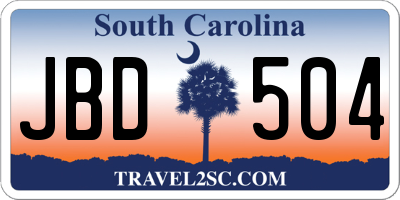 SC license plate JBD504