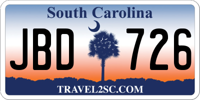 SC license plate JBD726
