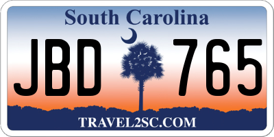 SC license plate JBD765