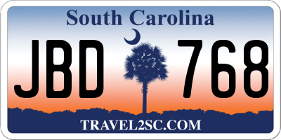 SC license plate JBD768