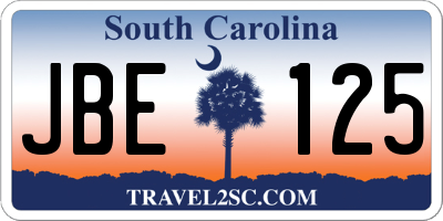 SC license plate JBE125