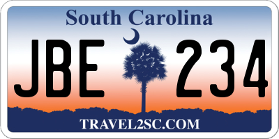SC license plate JBE234