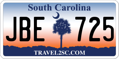 SC license plate JBE725