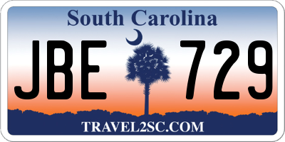 SC license plate JBE729
