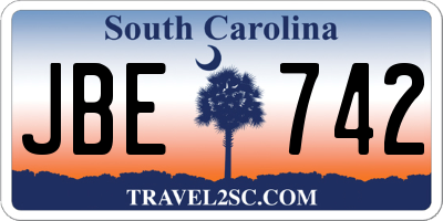 SC license plate JBE742