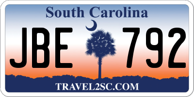SC license plate JBE792