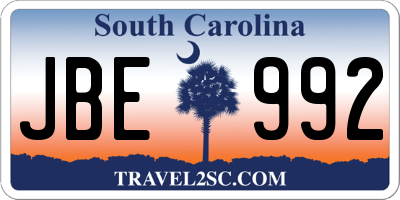 SC license plate JBE992