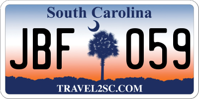SC license plate JBF059