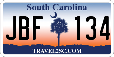 SC license plate JBF134