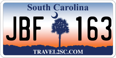 SC license plate JBF163
