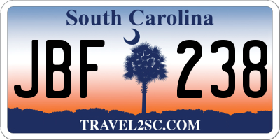 SC license plate JBF238