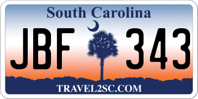 SC license plate JBF343
