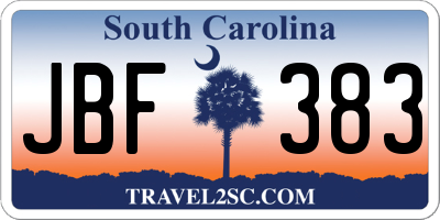 SC license plate JBF383