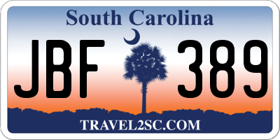 SC license plate JBF389
