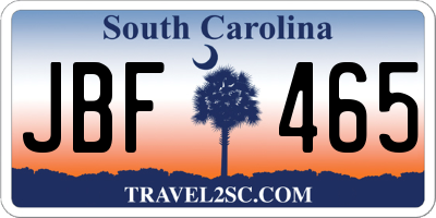 SC license plate JBF465