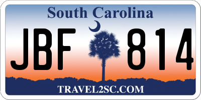 SC license plate JBF814