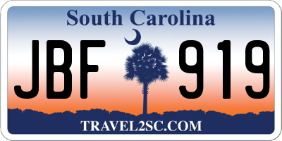 SC license plate JBF919