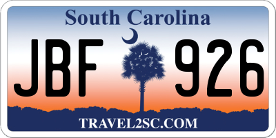 SC license plate JBF926