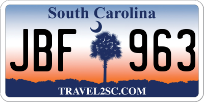 SC license plate JBF963